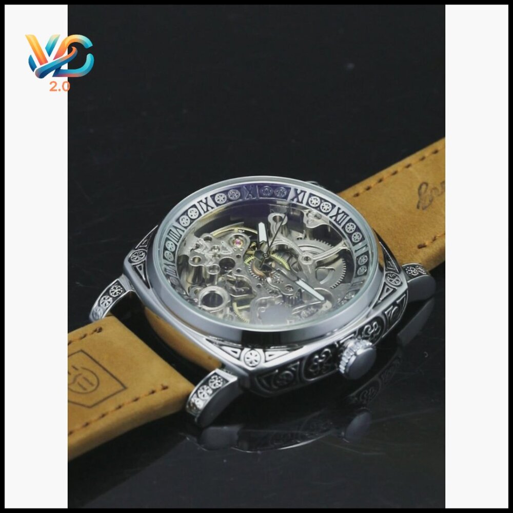 Square Skeleton Automatic Watch, Self-Winding Mec… - image 7